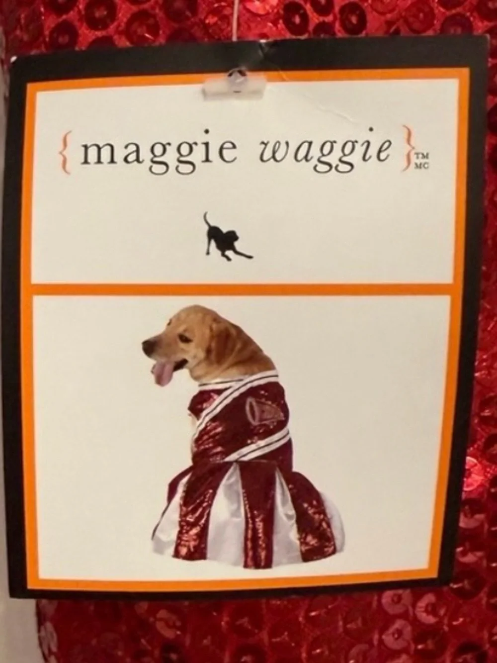 Maggie Waggie Red Sequin Cheerleader Dog Costume XXL with Pom Poms NWT